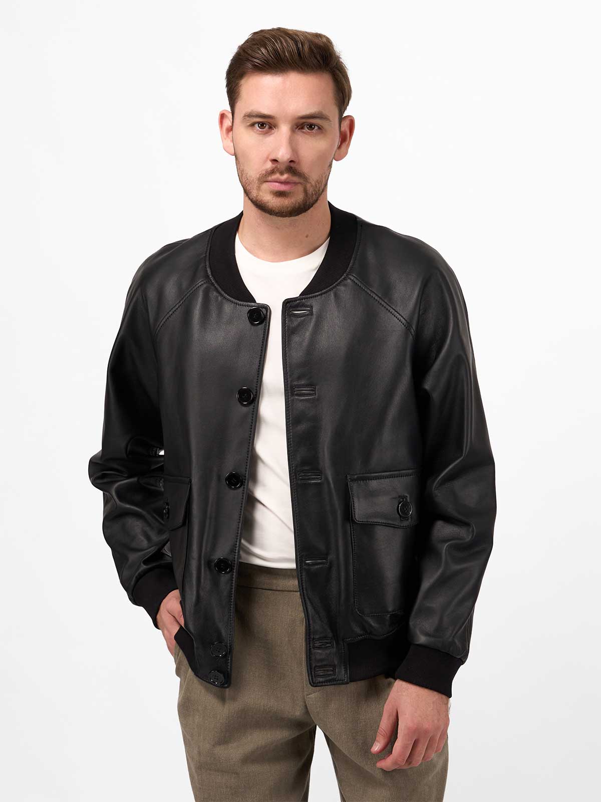 Бомбер кожаный