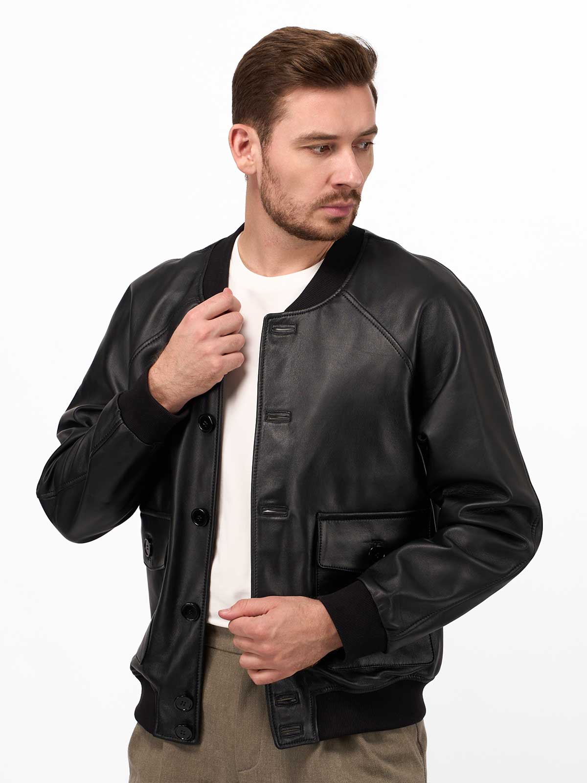 Бомбер кожаный