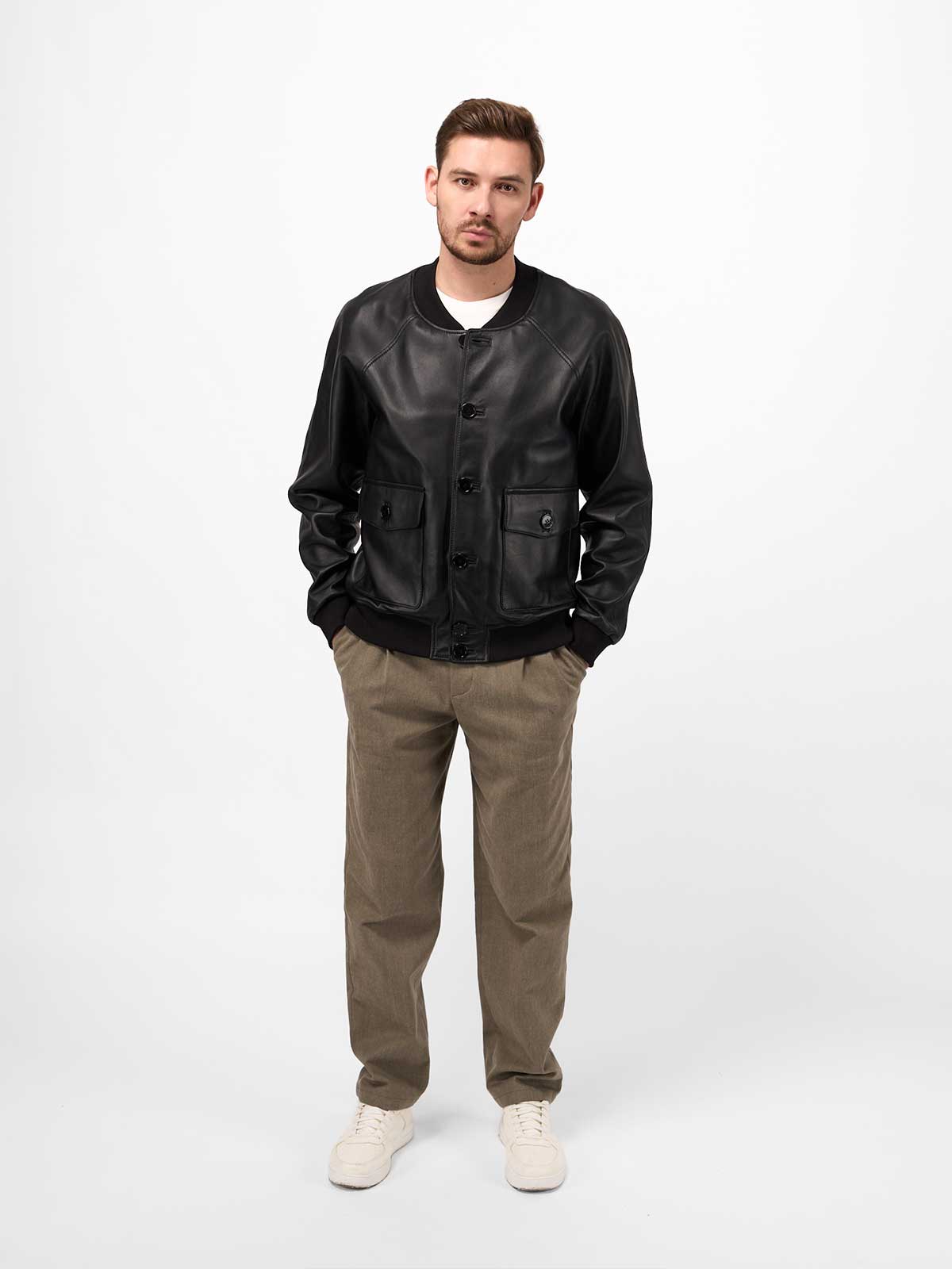 Бомбер кожаный